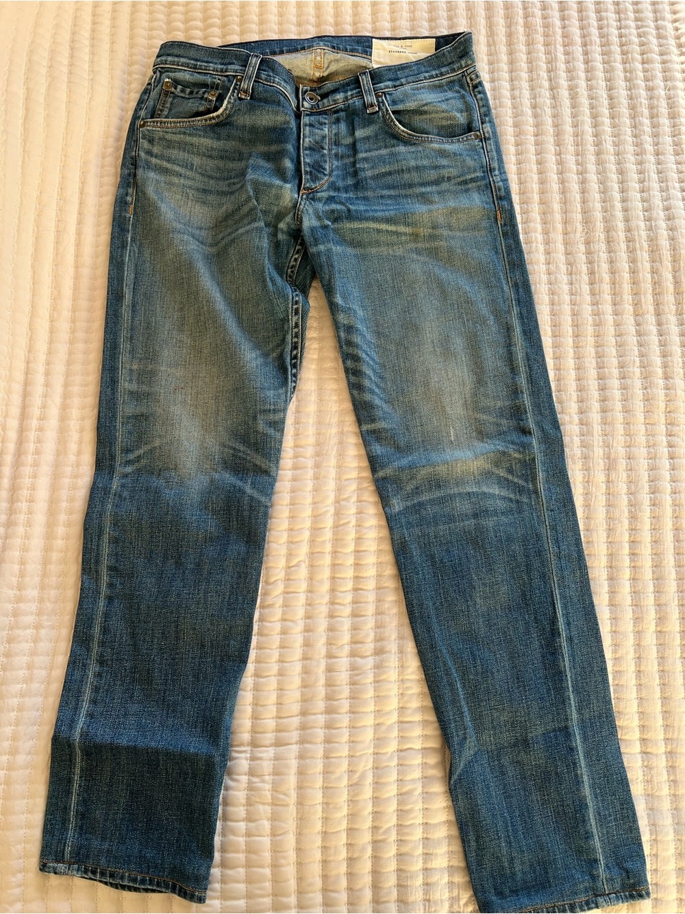 rag & bone Women's Straight-Leg Jeans in Medium Blue Wash